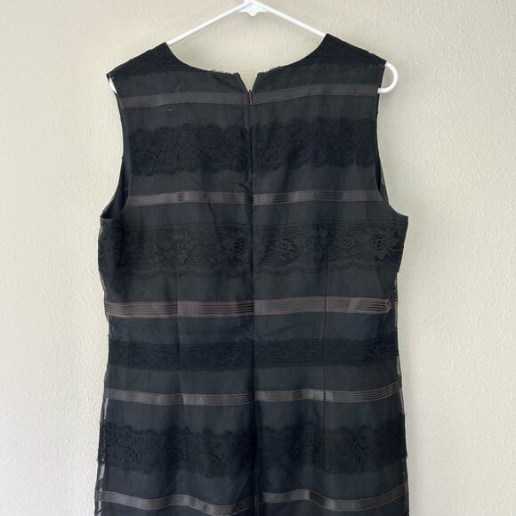 Vintage Maggy London striped silk sheath lace Whimsigoth goth Gothic emo Y2K 14 - Picture 11 of 13